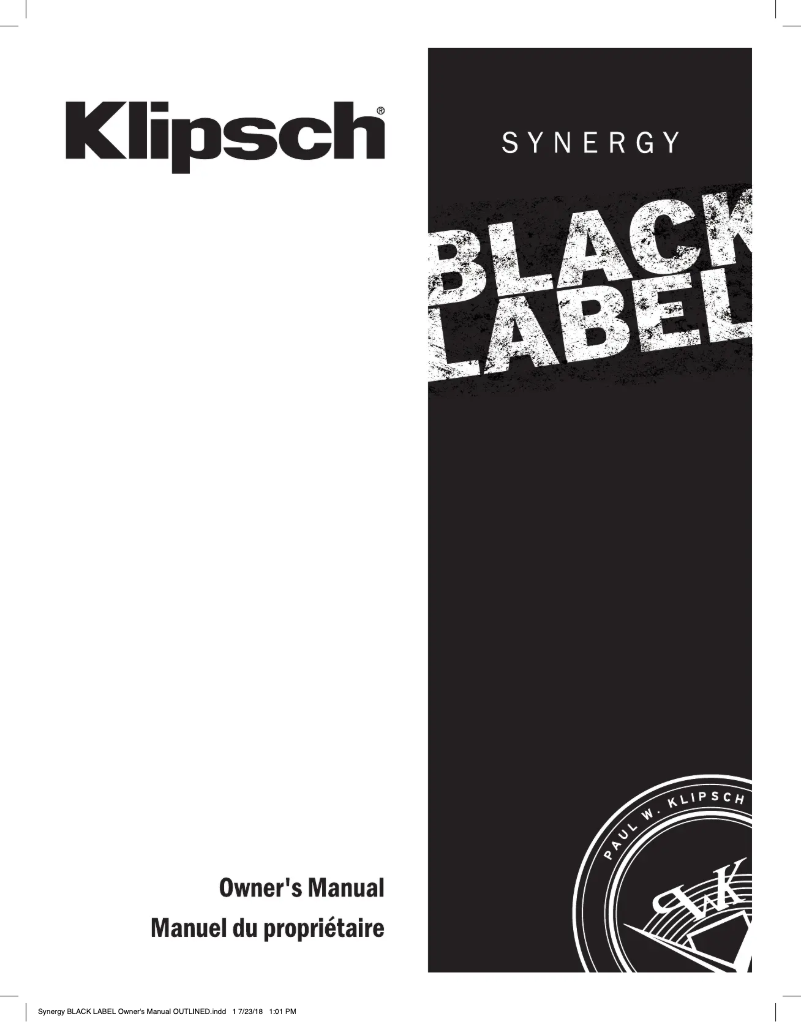 Page n°1 - Manuel utilisateur Klipsch Synergy Black Label C-200