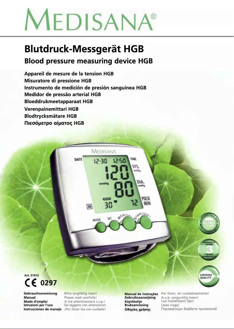 Page 1 de la notice Manuel utilisateur Medisana HGB