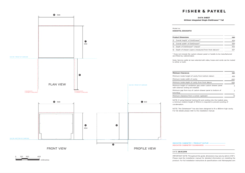 Page 1 de la notice Fiche technique Fisher & Paykel DD60STI9