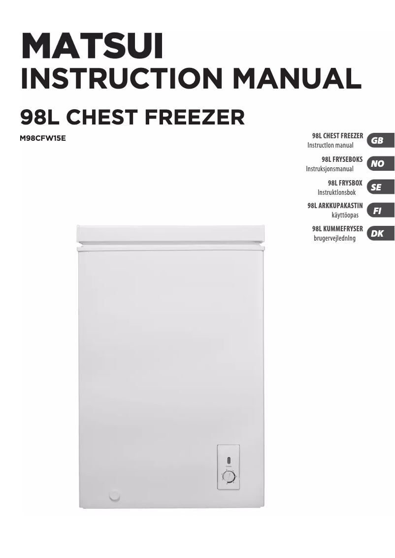 Page 1 de la notice Manuel utilisateur Matsui M98CFW15E