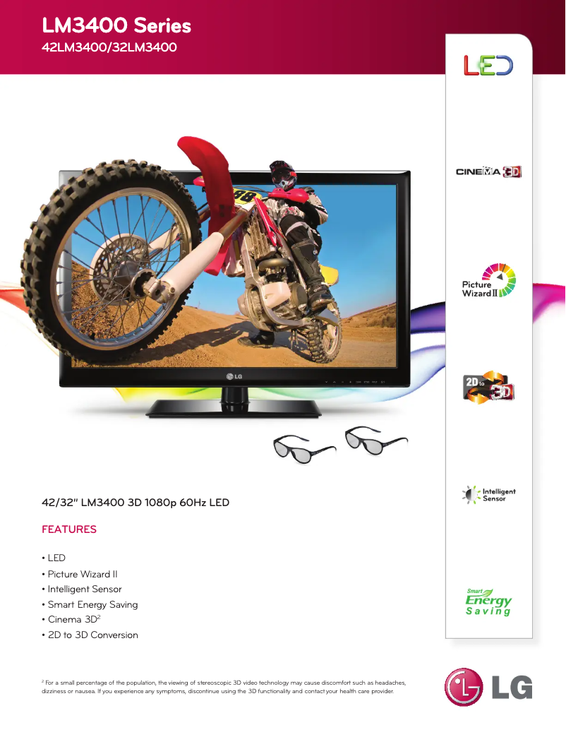 Page n°1 - Fiche technique LG 42LM3400