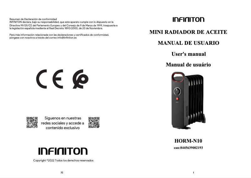 Page n°1 - Manuel utilisateur Infiniton HORM-N10