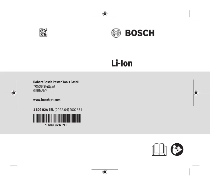 Page 1 de la notice Manuel utilisateur Bosch GBA 18V 2.0Ah M-B Professional