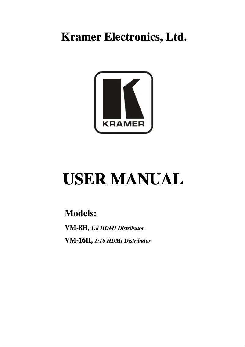 Page 1 de la notice Manuel utilisateur Kramer VM-8H