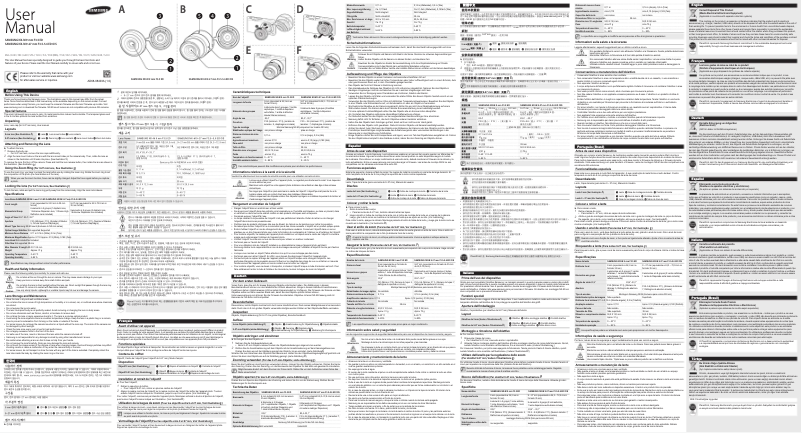 Page n°1 - Manuel utilisateur Samsung NX-M 9 mm F3.5 ED
