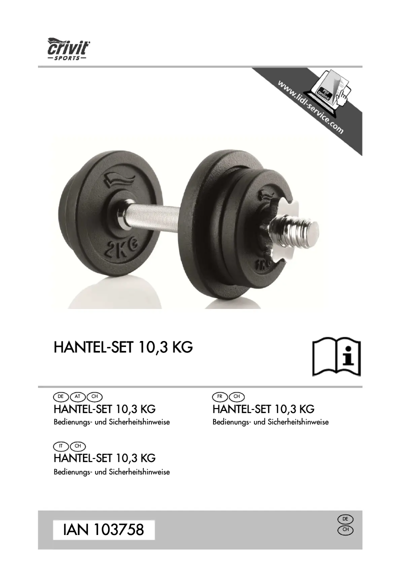 Page 1 de la notice Manuel utilisateur Crivit IAN 103758