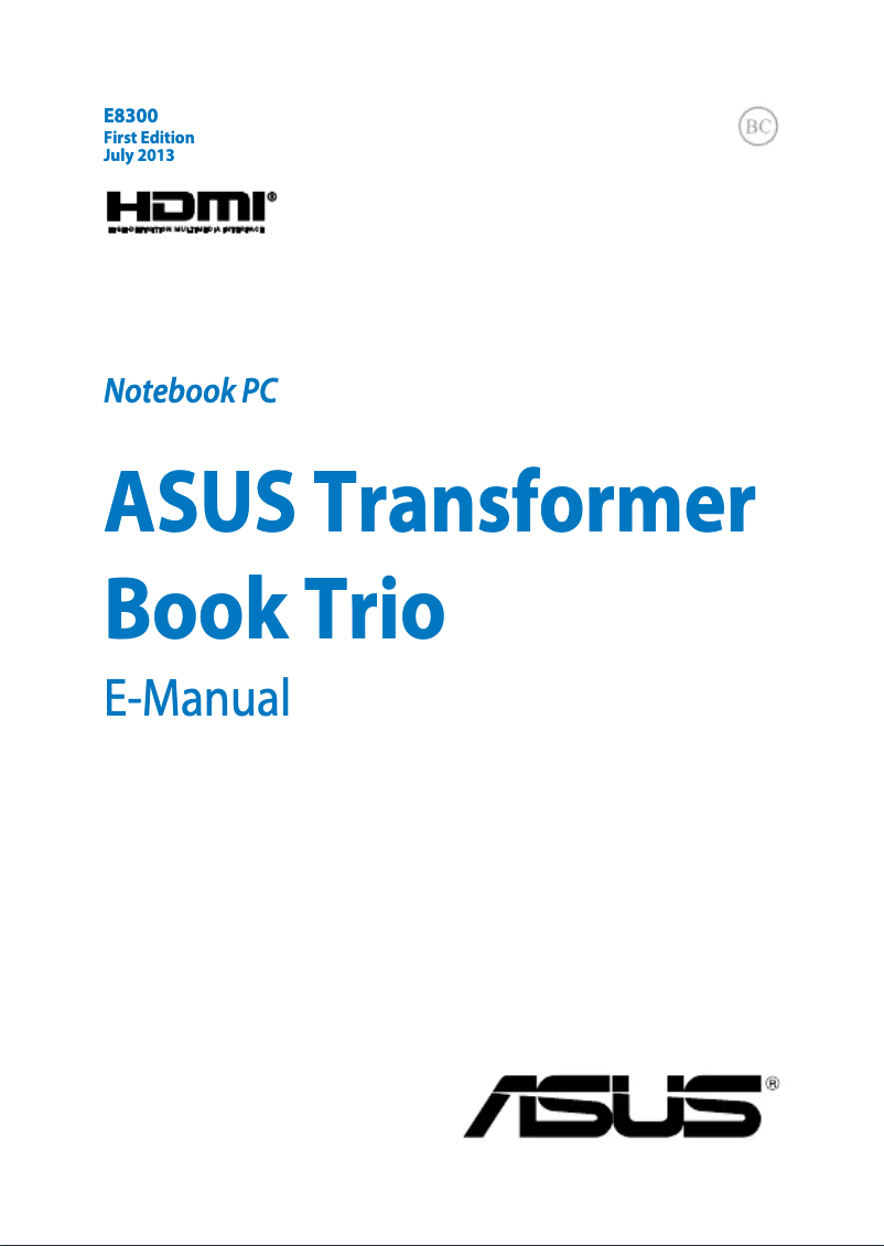 Page n°1 - Manuel utilisateur Asus Transformer Book TX201LA