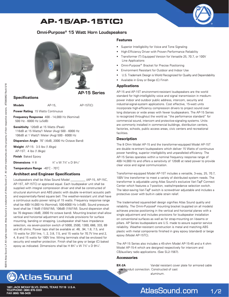 Image de la première page du manuel de l'appareil AP-15