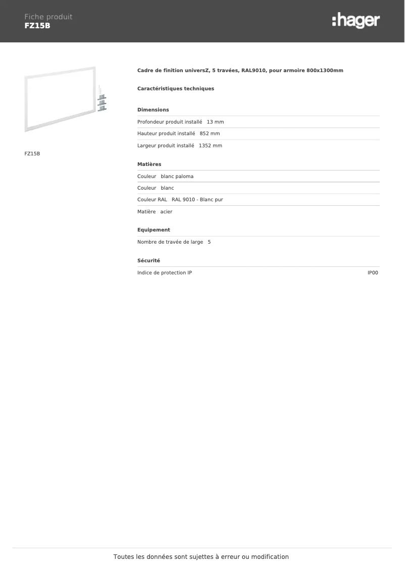 Image de la première page du manuel de l'appareil FZ15B