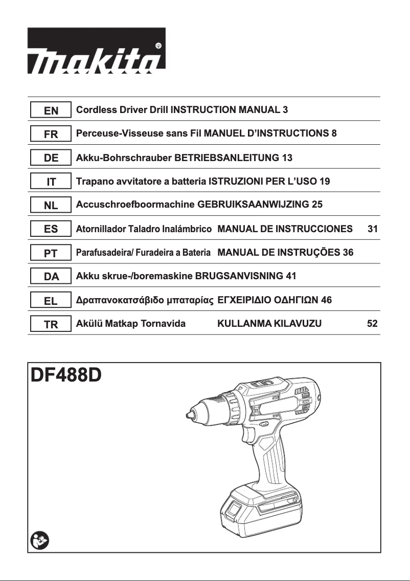Page 1 de la notice Manuel utilisateur Makita DF488DWAE