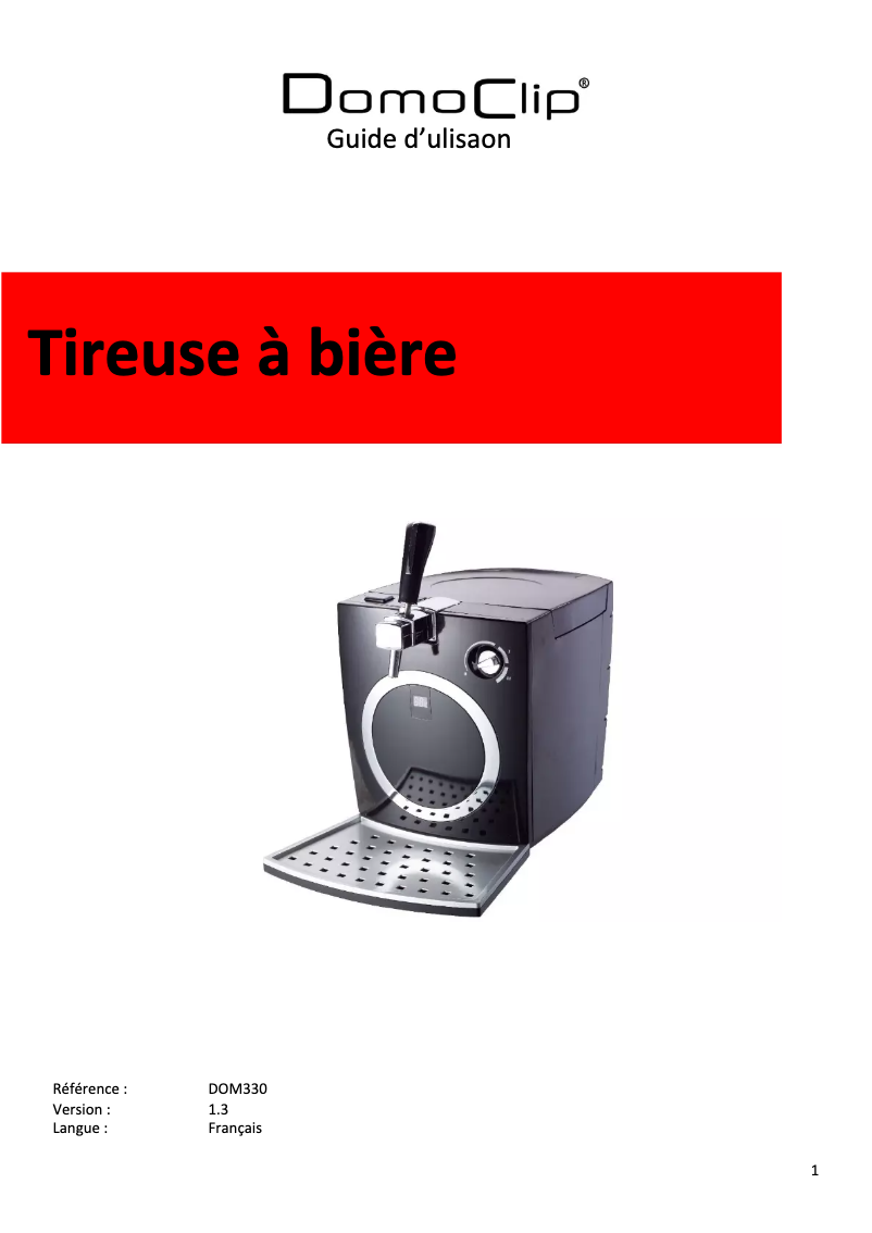 Page n°1 - Manuel utilisateur Domoclip DOM330