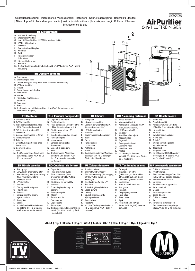 Página 1 del manual Manual de usuario Livington AirPurifier