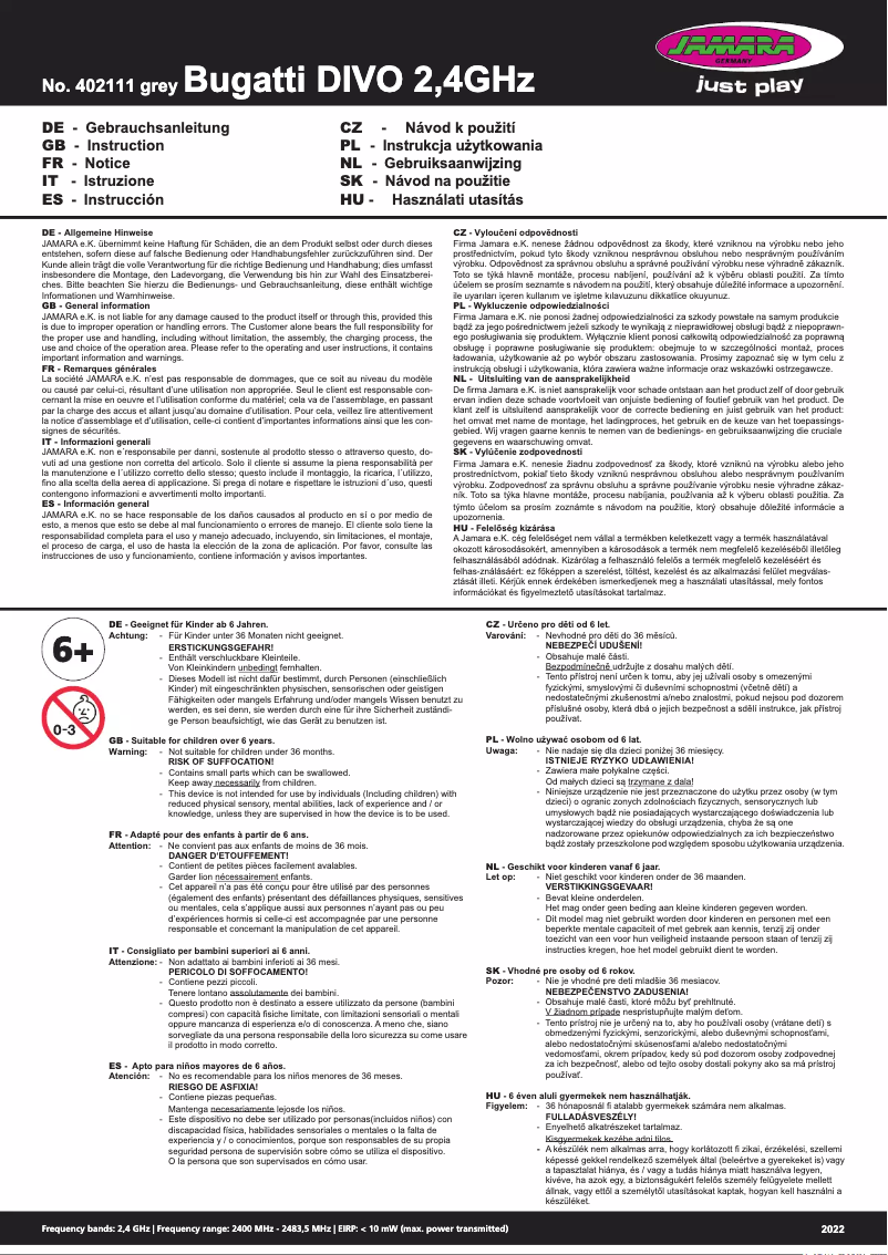 Page n°1 - Manuel utilisateur Jamara 402111