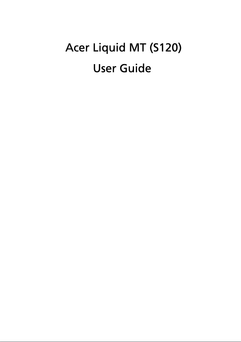 Page 1 de la notice Manuel utilisateur Acer Liquid MT S120