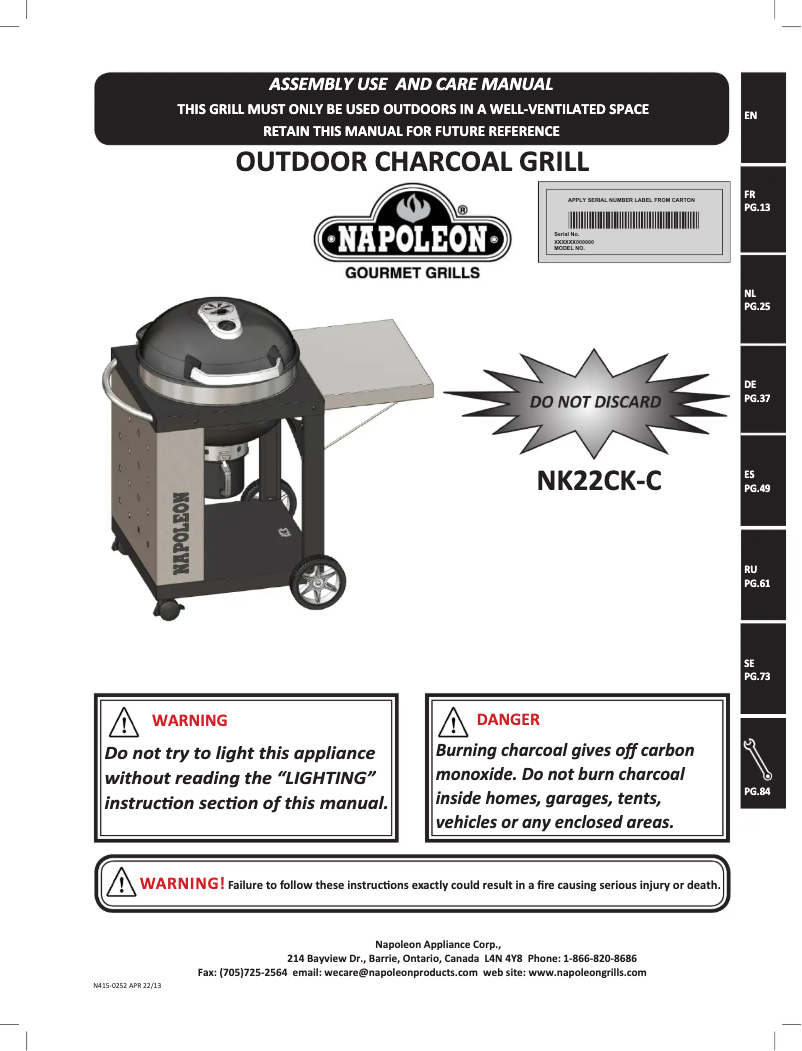 Image de la première page du manuel de l'appareil NK22CK-C