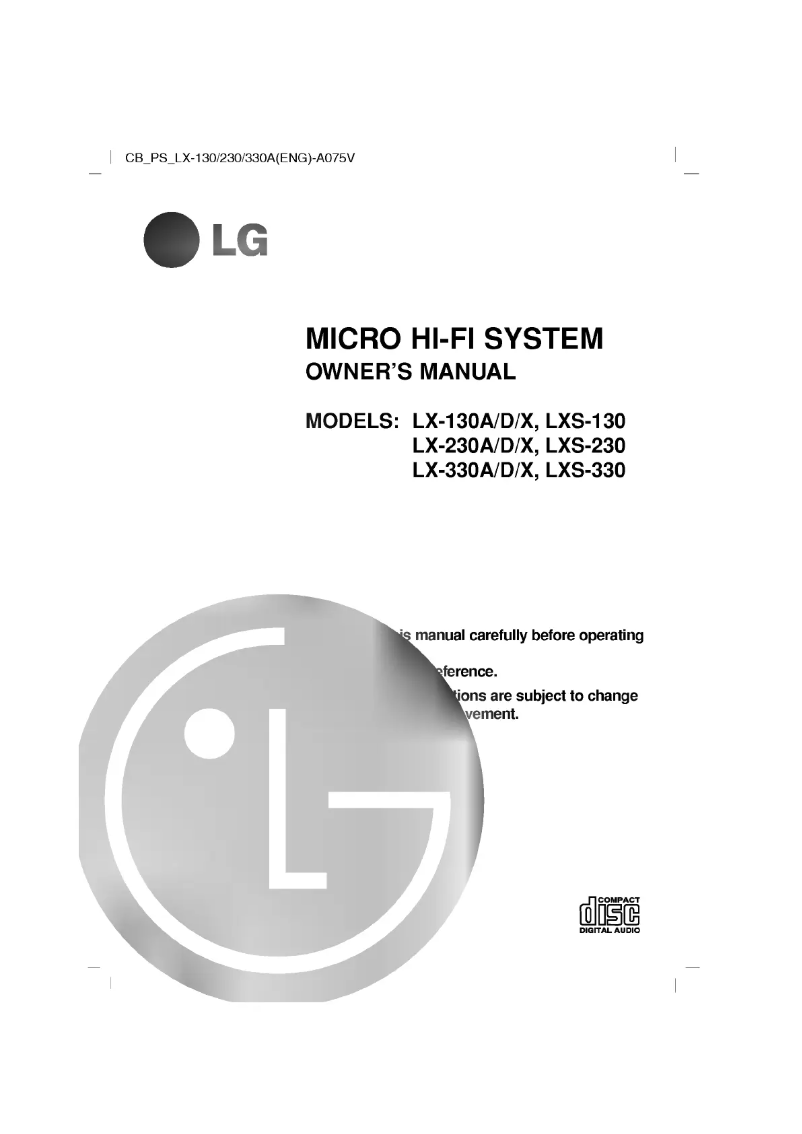 Image de la première page du manuel de l'appareil LX-230A