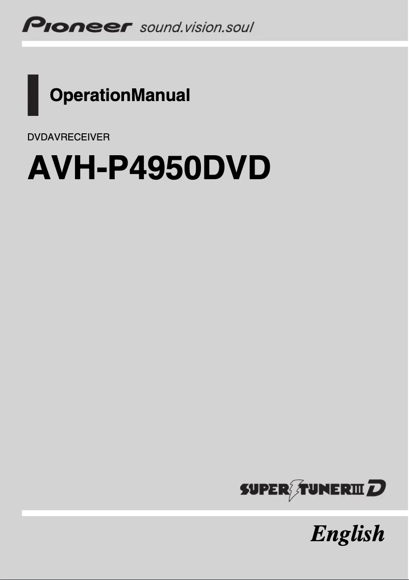 Page n°1 - Manuel utilisateur Pioneer AVH-P4950DVD