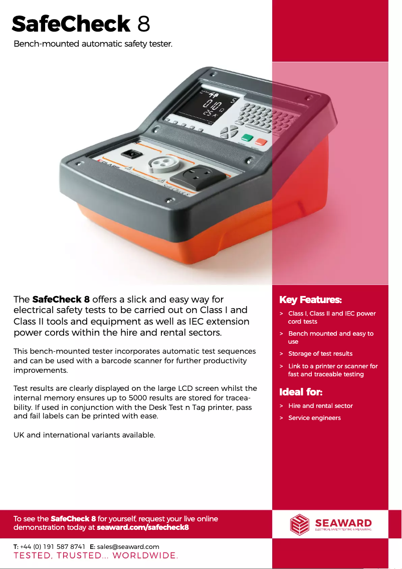 Image de la première page du manuel de l'appareil SafeCheck 8