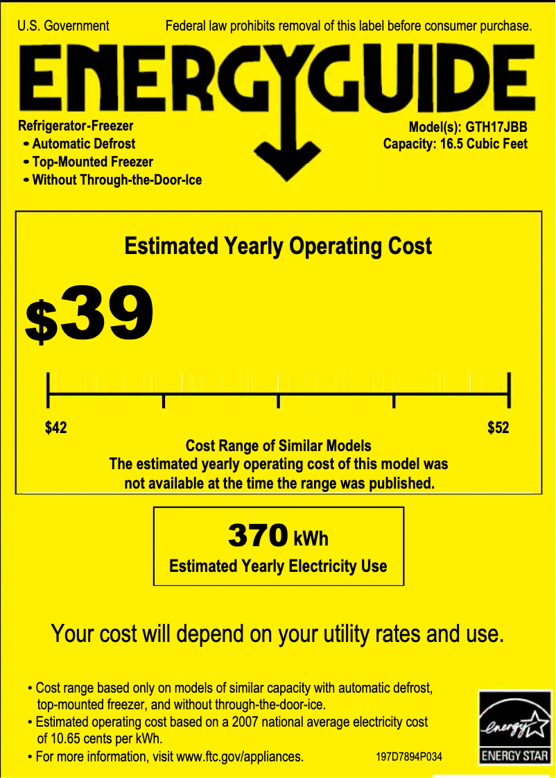Image de la première page du manuel de l'appareil GTH17JBBBB