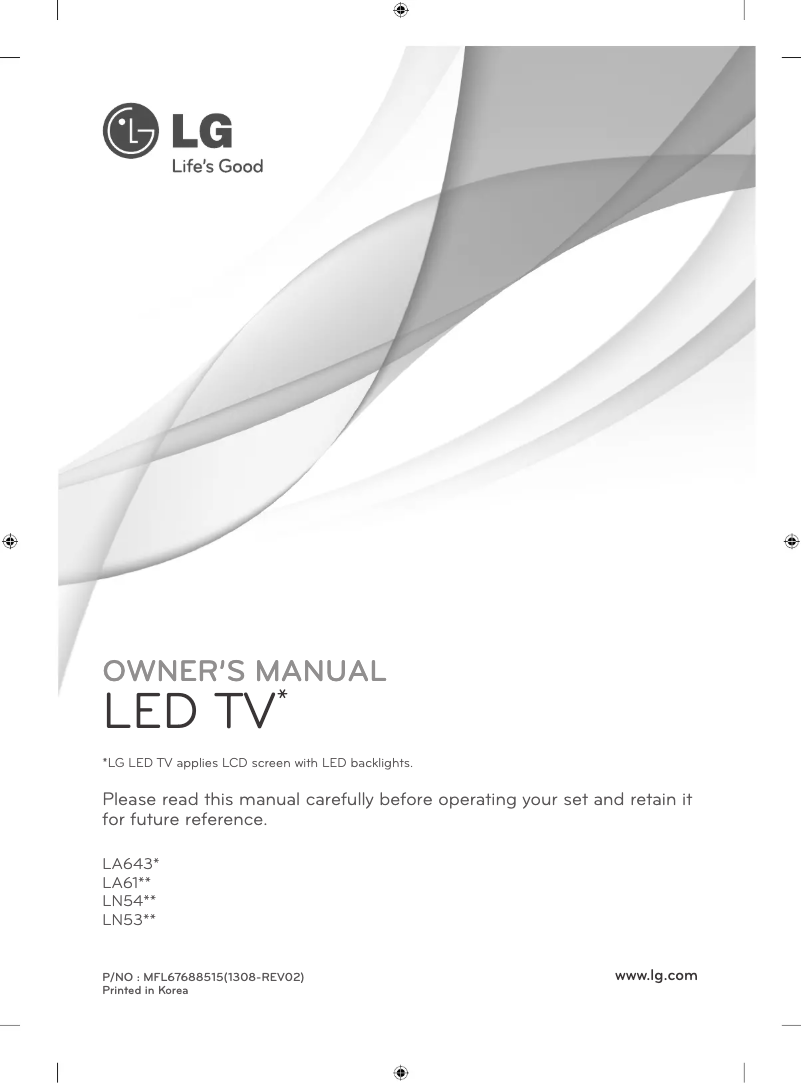 Image de la première page du manuel de l'appareil 42LN5404