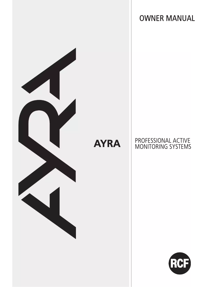 Page n°1 - Manuel utilisateur RCF AYRA 8