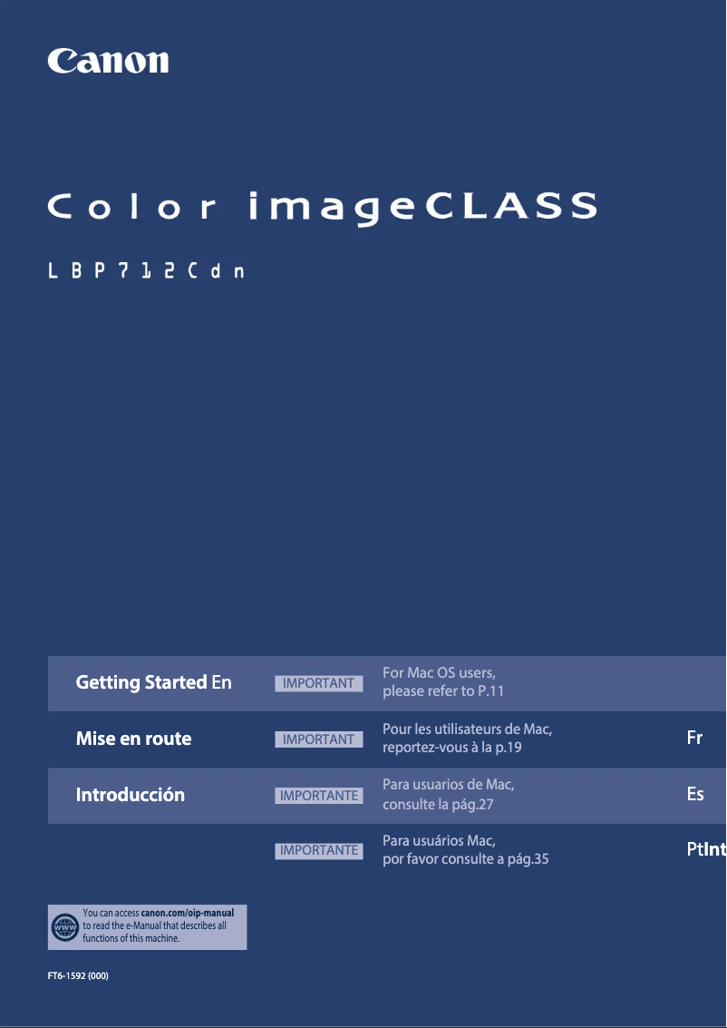 Page n°1 - Manuel utilisateur Canon imageCLASS LBP712Cdn