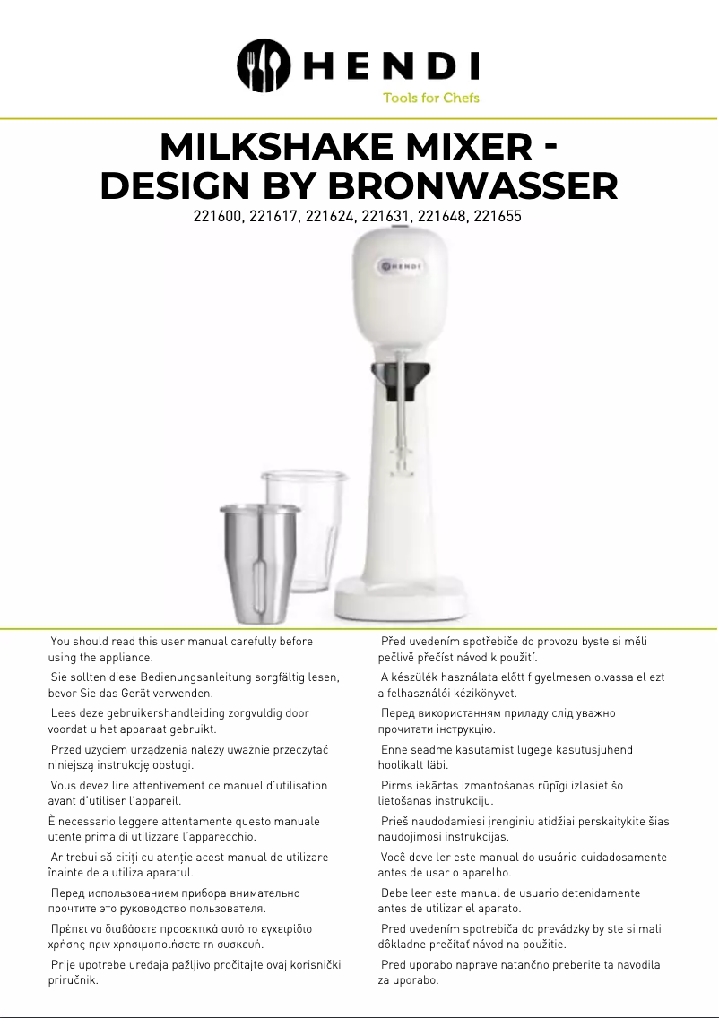 Page 1 de la notice Manuel utilisateur Hendi 221372