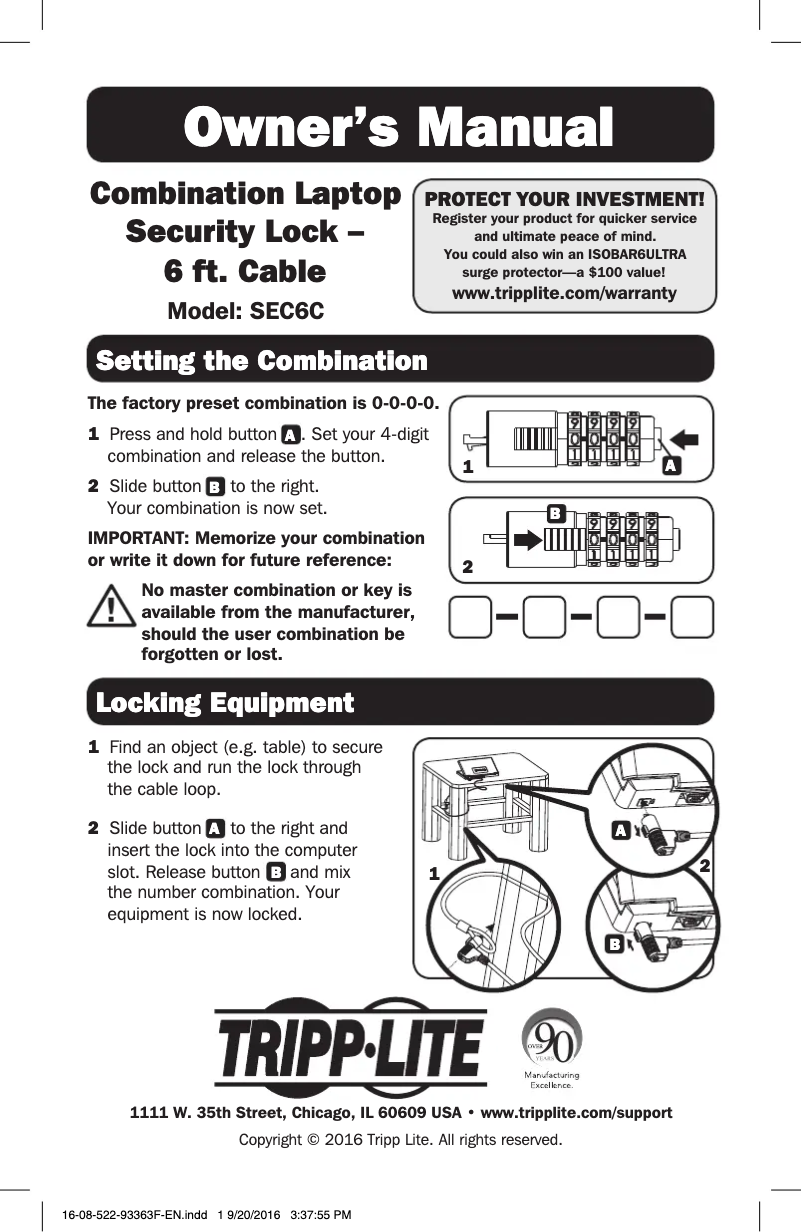 Page 1 de la notice Manuel utilisateur Tripp Lite SEC6C