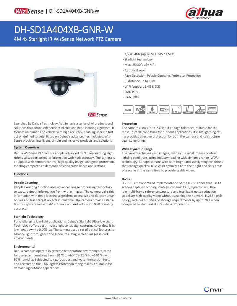 Page n°1 - Fiche technique Dahua Technology SD1A404XB-GNR-W