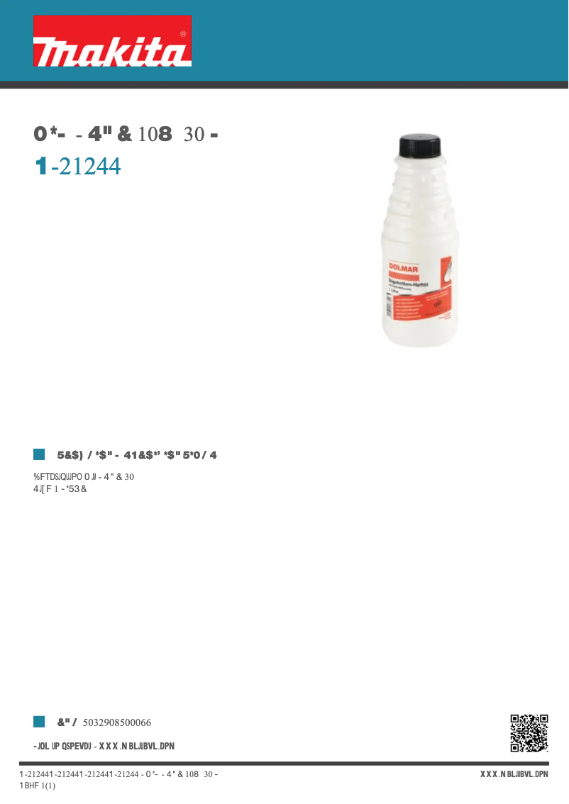 Page 1 de la notice Fiche technique Makita P-21244