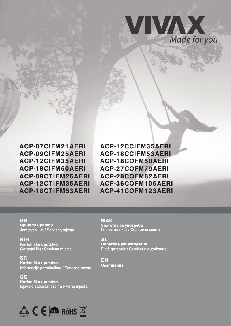 Image de la première page du manuel de l'appareil ACP-27COFM79AERI