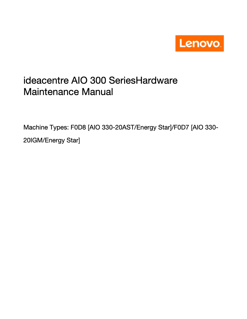 Page n°1 - Mode d'emploi Lenovo IdeaCentre AIO 300
