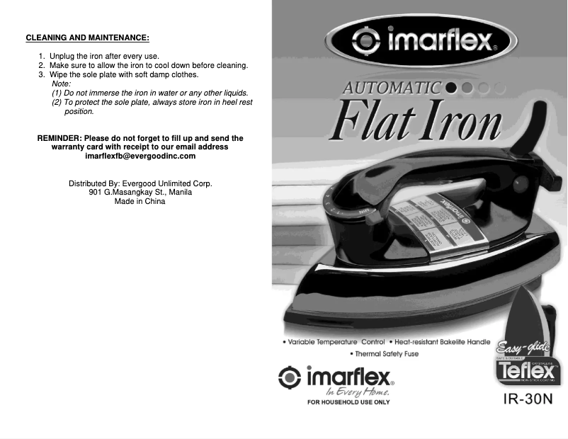 Page 1 de la notice Manuel utilisateur Imarflex IR-30N