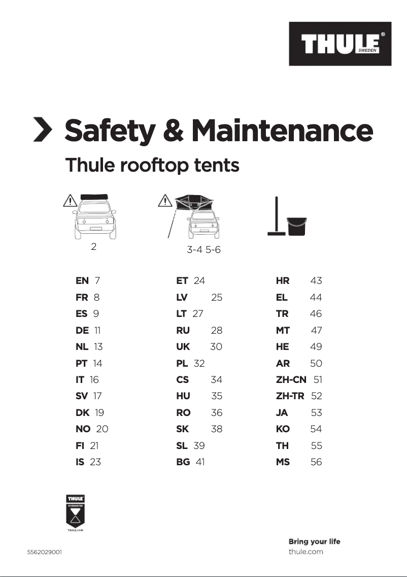 Page n°1 - Instructions de sécurité Thule Ruggedized Autana 3