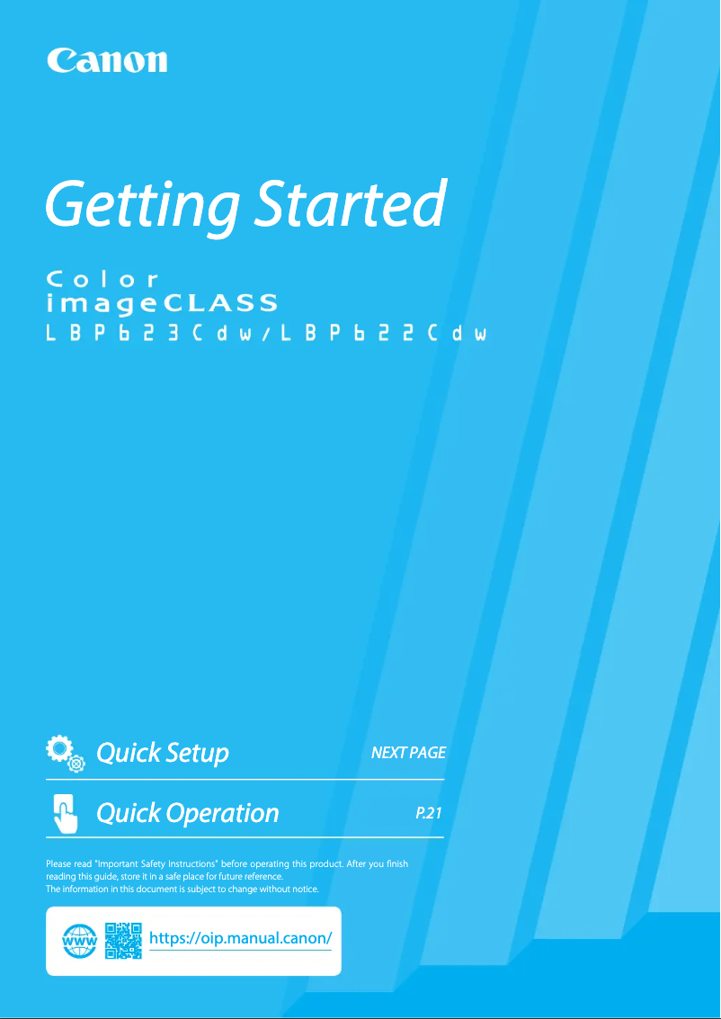 Page 1 de la notice Manuel utilisateur Canon ImageCLASS LBP622Cdw