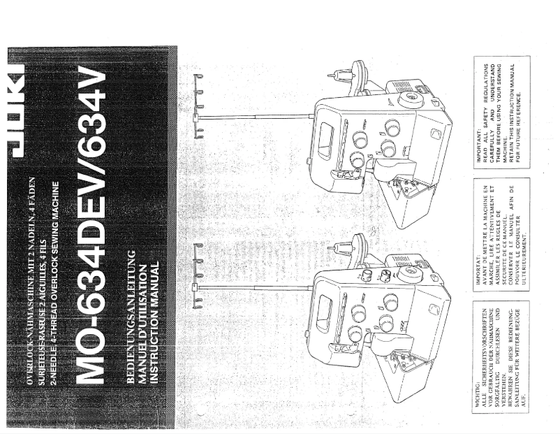 Page n°1 - Manuel utilisateur Juki MO-634V