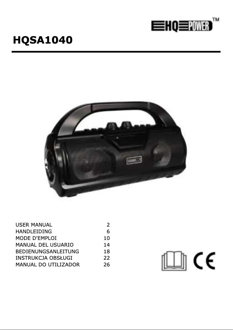 Page 1 de la notice Manuel utilisateur HQ Power HQSA1040