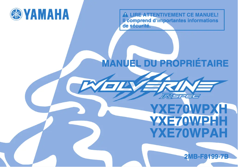 Page 1 de la notice Manuel utilisateur Yamaha Wolverine X2 (2017)