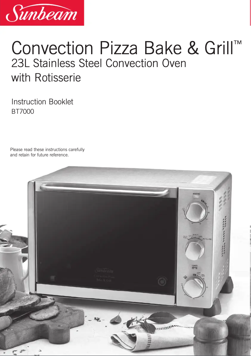 Image de la première page du manuel de l'appareil Convection Pizza Bake & Grill BT7000