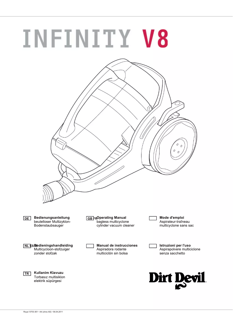 Page n°1 - Manuel utilisateur Dirt Devil Infinity V8 M5028