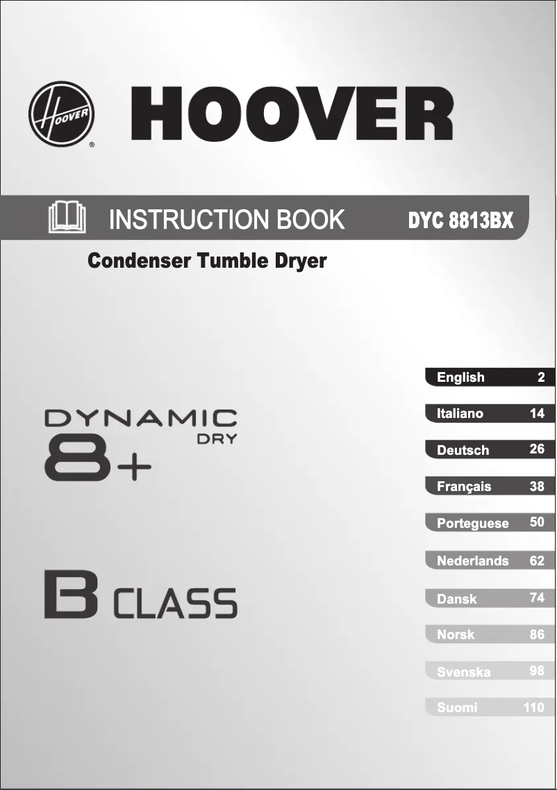 Page n°1 - Manuel utilisateur Hoover DYC 8813 BX