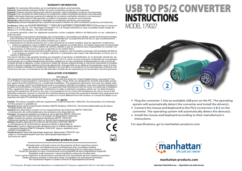 Page n°1 - Manuel utilisateur Manhattan 179027