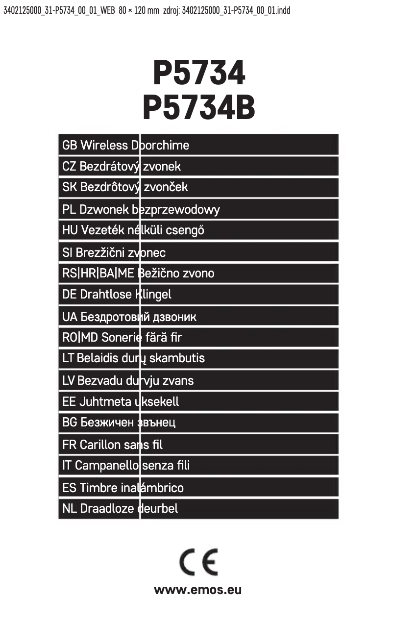Page 1 de la notice Manuel utilisateur Emos P5734