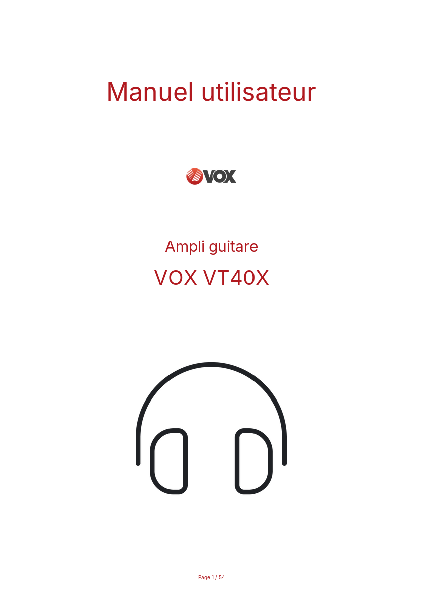 Page n°1 - Manuel utilisateur VOX VT40X