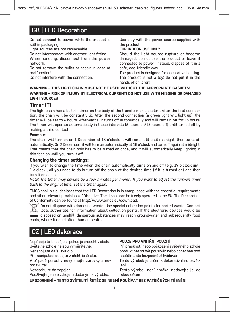 Page 1 de la notice Manuel utilisateur Emos DCFC33