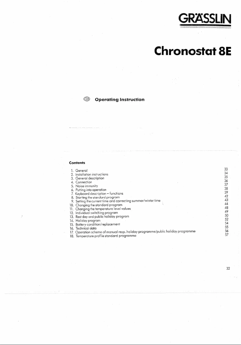 Page n°1 - Manuel utilisateur Grässlin Chronostat 8E