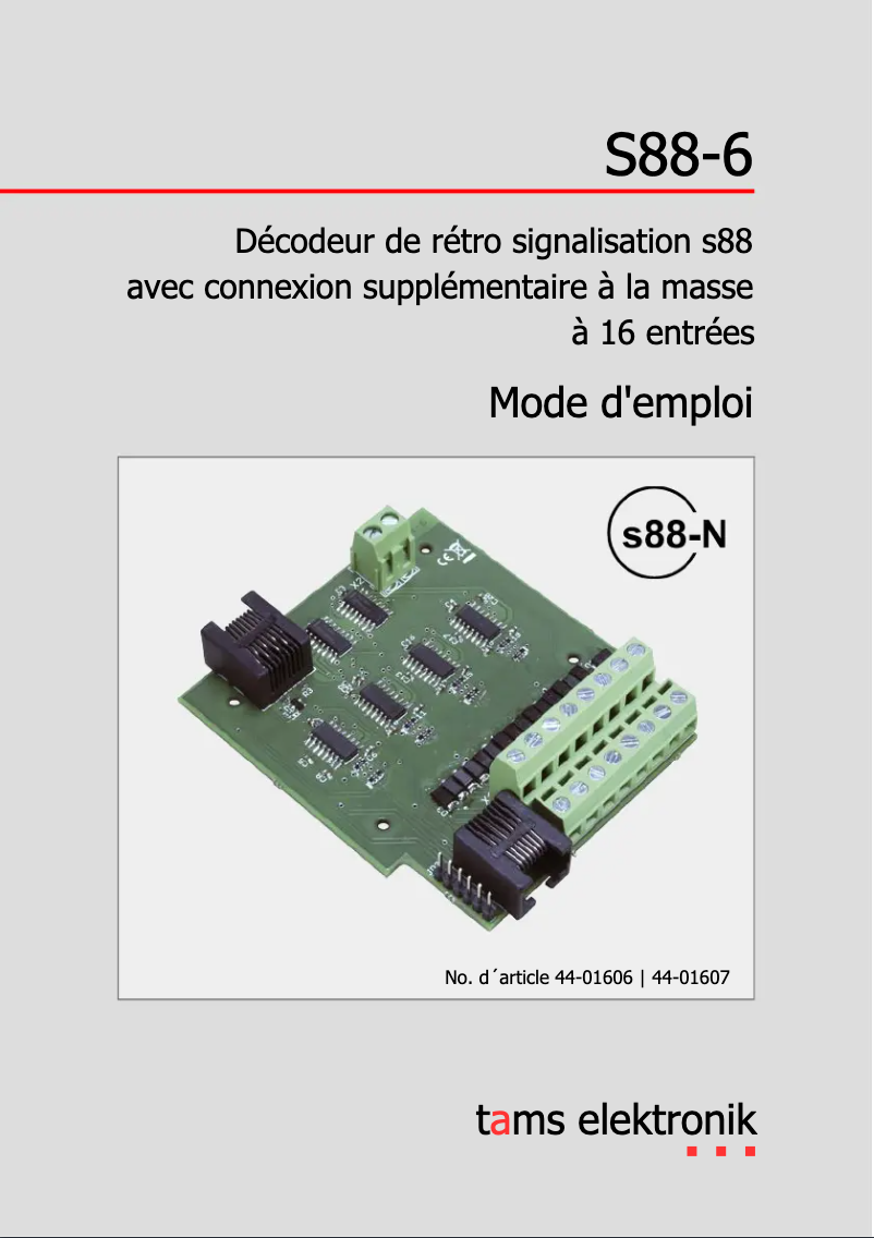 Page 1 de la notice Manuel utilisateur Tams Elektronik S88-6