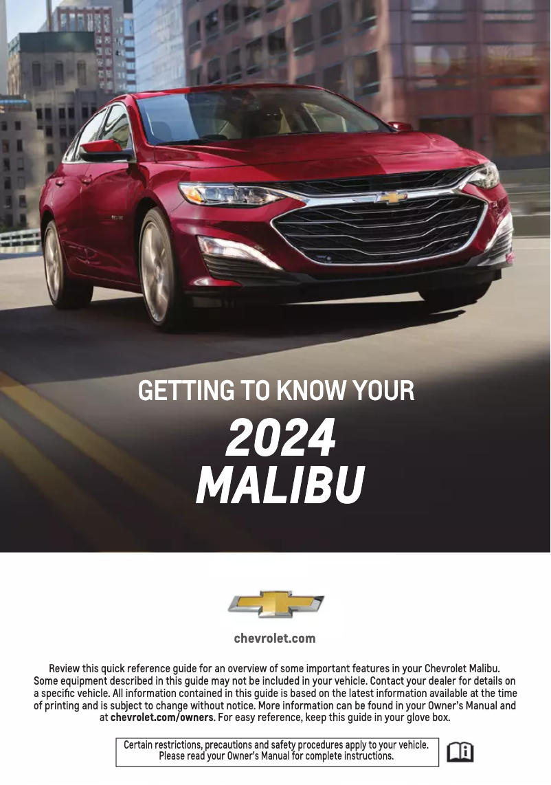 Page 1 de la notice Guide de démarrage rapide Chevrolet Malibu (2024)