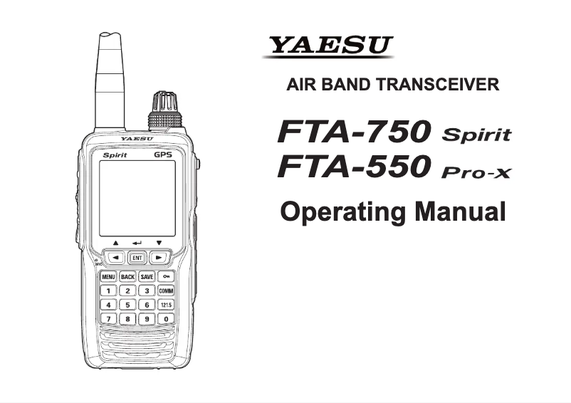 Page n°1 - Manuel utilisateur Yaesu FTA-550 Pro-X