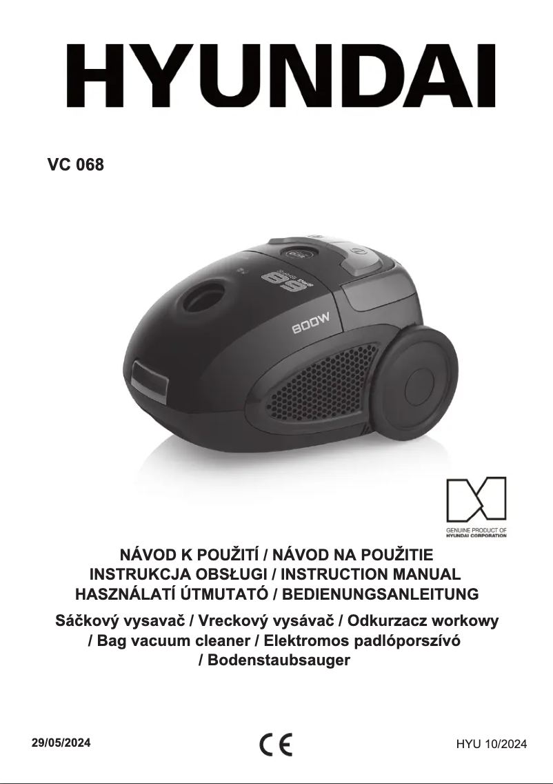 Page 1 de la notice Manuel utilisateur Hyundai VC 068